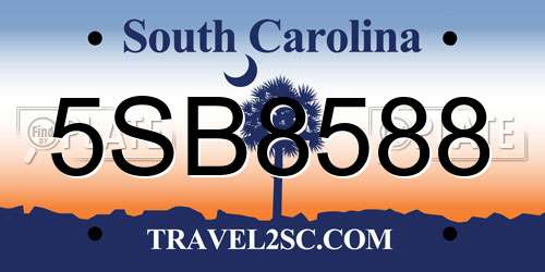 5SB8588 South Carolina License Plate