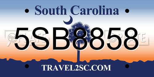 5SB8858 South Carolina License Plate