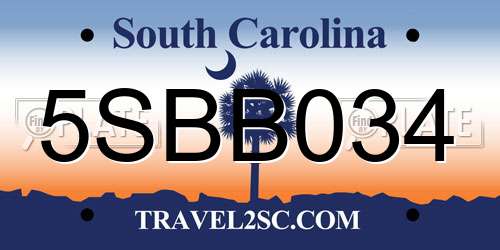 5SBB034 South Carolina License Plate