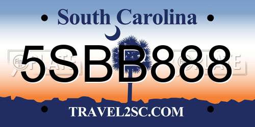 5SBB888 South Carolina License Plate