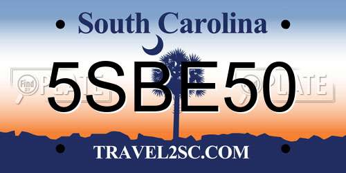 5SBE50 South Carolina License Plate