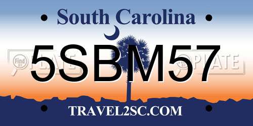 5SBM57 South Carolina License Plate