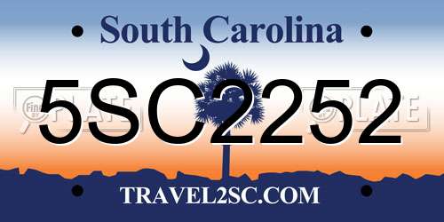 5SC2252 South Carolina License Plate