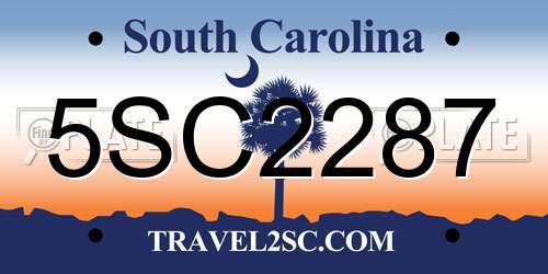 5SC2287 South Carolina License Plate