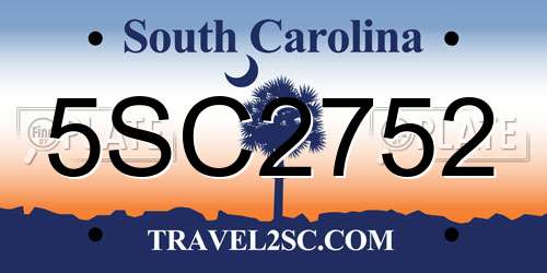 5SC2752 South Carolina License Plate