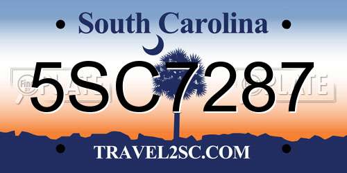 5SC7287 South Carolina License Plate