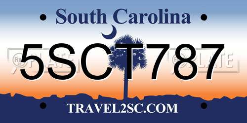 5SCT787 South Carolina License Plate