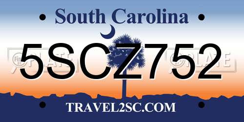 5SCZ752 South Carolina License Plate