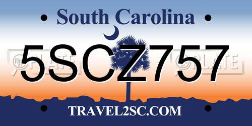 5SCZ757 South Carolina License Plate