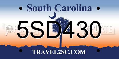 5SD430 South Carolina License Plate