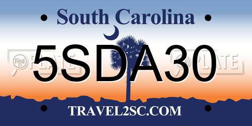 5SDA30 South Carolina License Plate