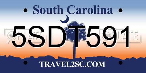 5SDT591 South Carolina License Plate