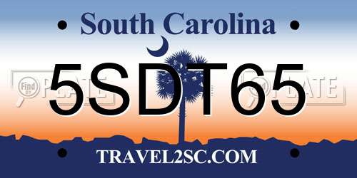 5SDT65 South Carolina License Plate