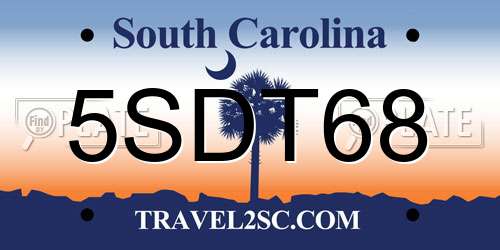 5SDT68 South Carolina License Plate