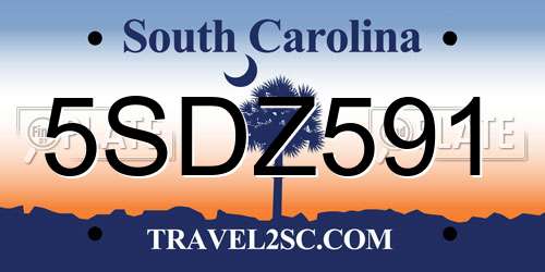 5SDZ591 South Carolina License Plate
