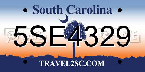 5SE4329 South Carolina License Plate