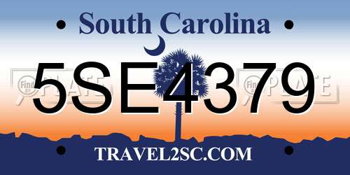 5SE4379 South Carolina License Plate