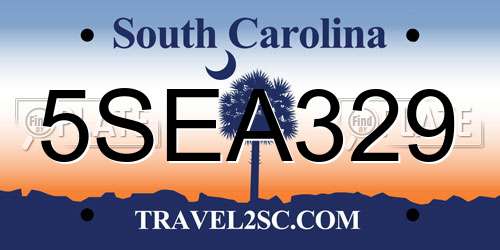 5SEA329 South Carolina License Plate