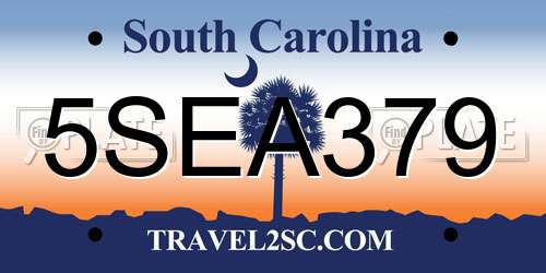 5SEA379 South Carolina License Plate
