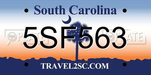 5SF563 South Carolina License Plate