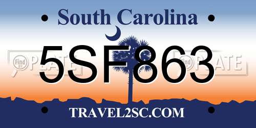 5SF863 South Carolina License Plate