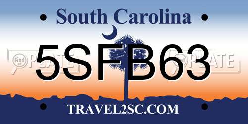 5SFB63 South Carolina License Plate