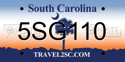 5SG110 South Carolina License Plate