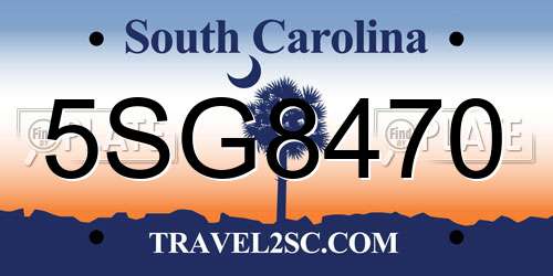 5SG8470 South Carolina License Plate