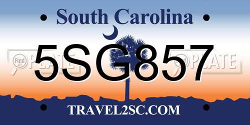 5SG857 South Carolina License Plate