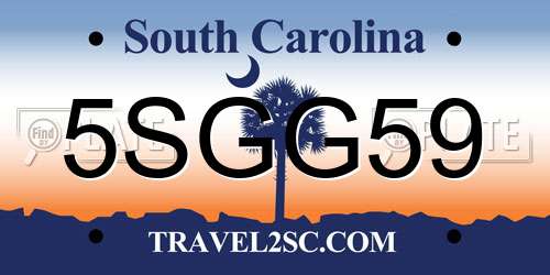 5SGG59 South Carolina License Plate