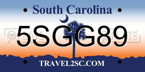 5SGG89 South Carolina License Plate