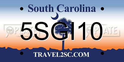 5SGI10 South Carolina License Plate