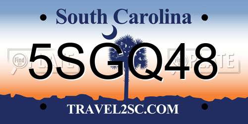 5SGQ48 South Carolina License Plate