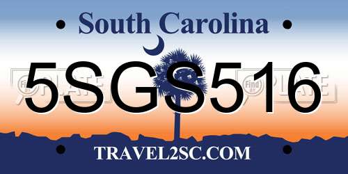 5SGS516 South Carolina License Plate