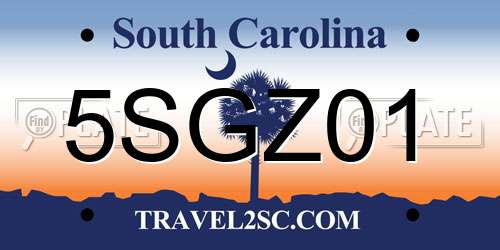 5SGZ01 South Carolina License Plate
