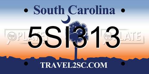 5SI313 South Carolina License Plate