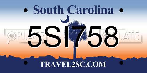 5SI758 South Carolina License Plate