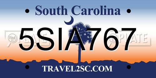 5SIA767 South Carolina License Plate