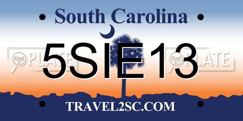 5SIE13 South Carolina License Plate