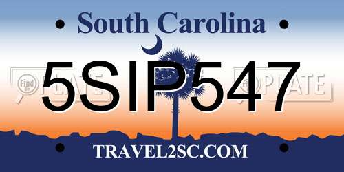 5SIP547 South Carolina License Plate