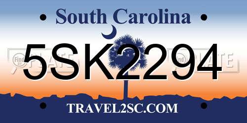 5SK2294 South Carolina License Plate