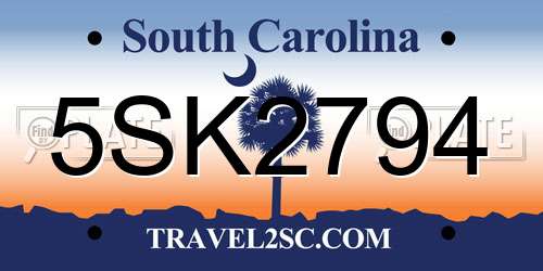 5SK2794 South Carolina License Plate