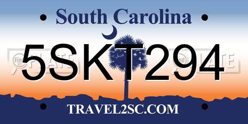 5SKT294 South Carolina License Plate