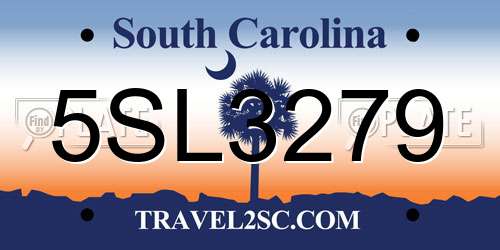 5SL3279 South Carolina License Plate