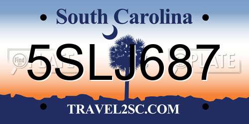 5SLJ687 South Carolina License Plate