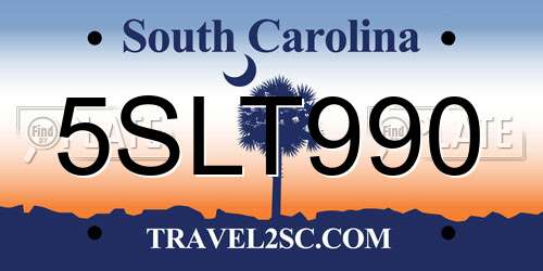 5SLT990 South Carolina License Plate