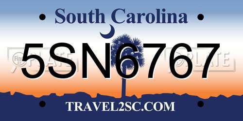 5SN6767 South Carolina License Plate