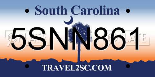 5SNN861 South Carolina License Plate