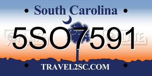 5SO7591 South Carolina License Plate