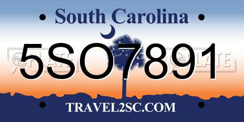 5SO7891 South Carolina License Plate